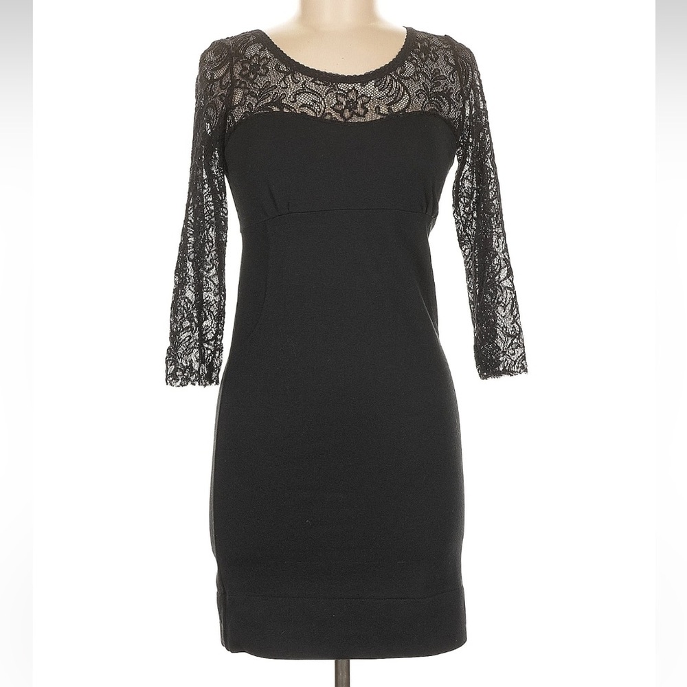 Free People Black Lace Long Sleeve Dress Size S